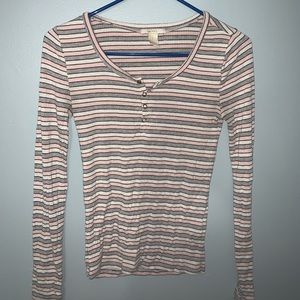Striped button up top
